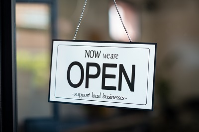 door with open sign